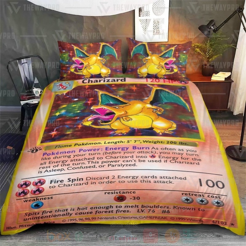 Anime Pokemon Charizard Card Custom Bedding Set 1