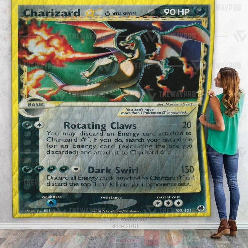 Anime Pokemon Charizard Star Gold Star Dragon Frontiers Custom Quilt