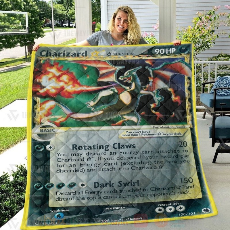 Anime Pokemon Charizard Star Gold Star Dragon Frontiers Custom Quilt 1