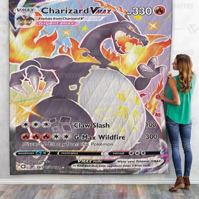 Anime Pokemon Charizard VMAX Shining Fates Custom Quilt