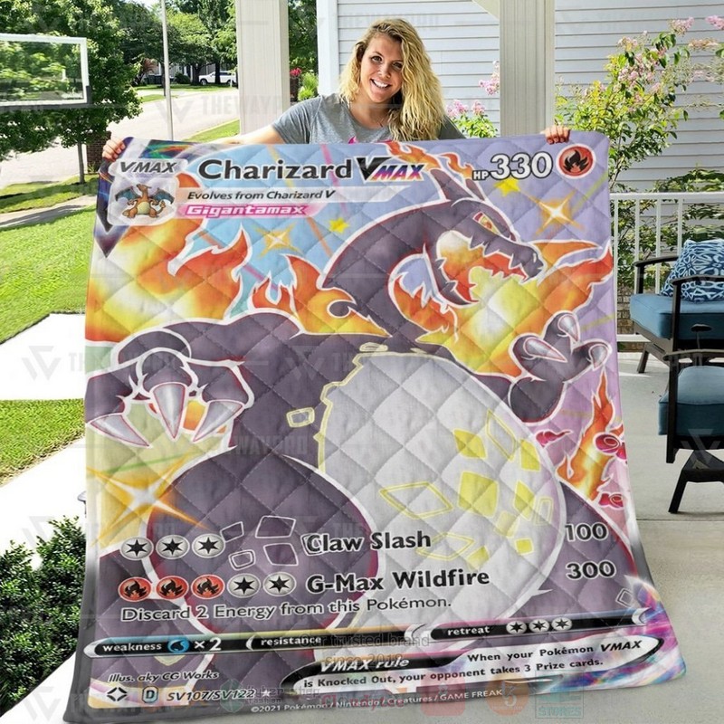 Anime Pokemon Charizard VMAX Shining Fates Custom Quilt 1