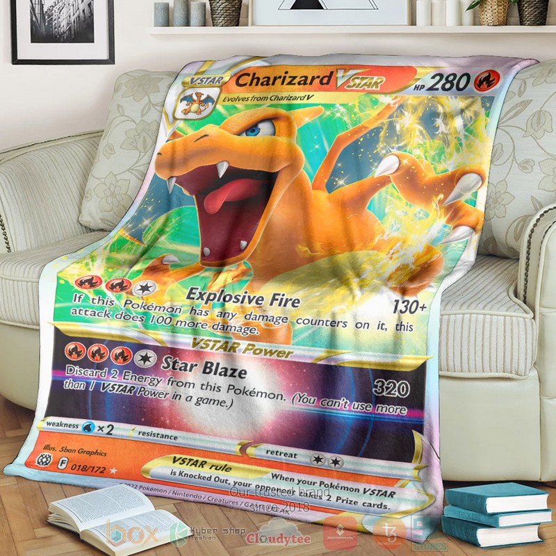 Anime Pokemon Charizard Vstar 2022 Soft Blanket