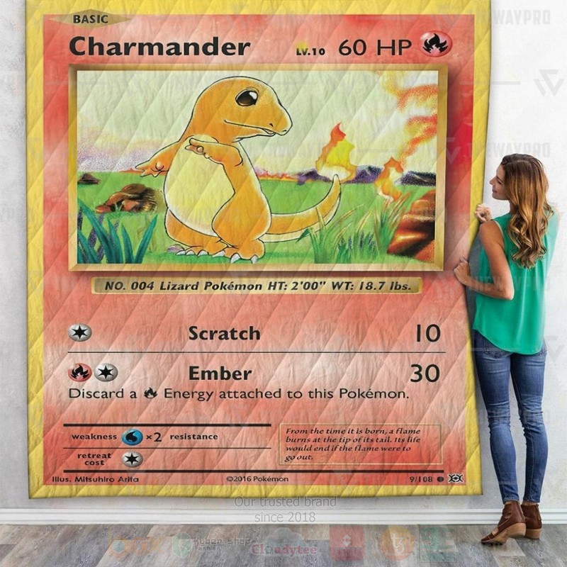 Anime Pokemon Charmander Custom Quilt