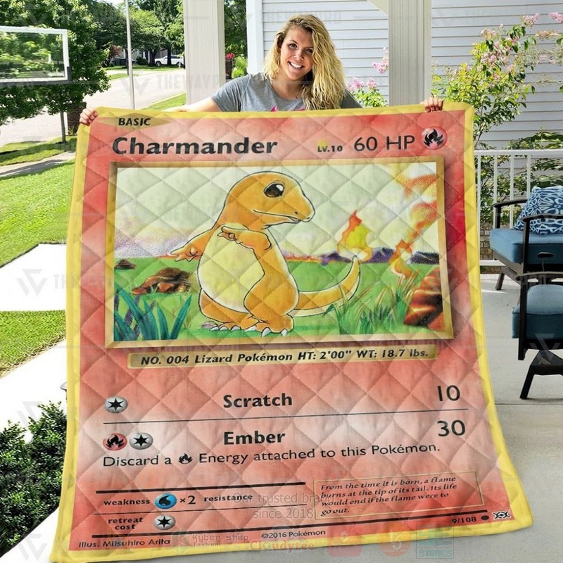 BEST Anime Pokemon Charmander Quilted Fabric 3 Anime Pokemon Charmander Custom Quilt 1 2