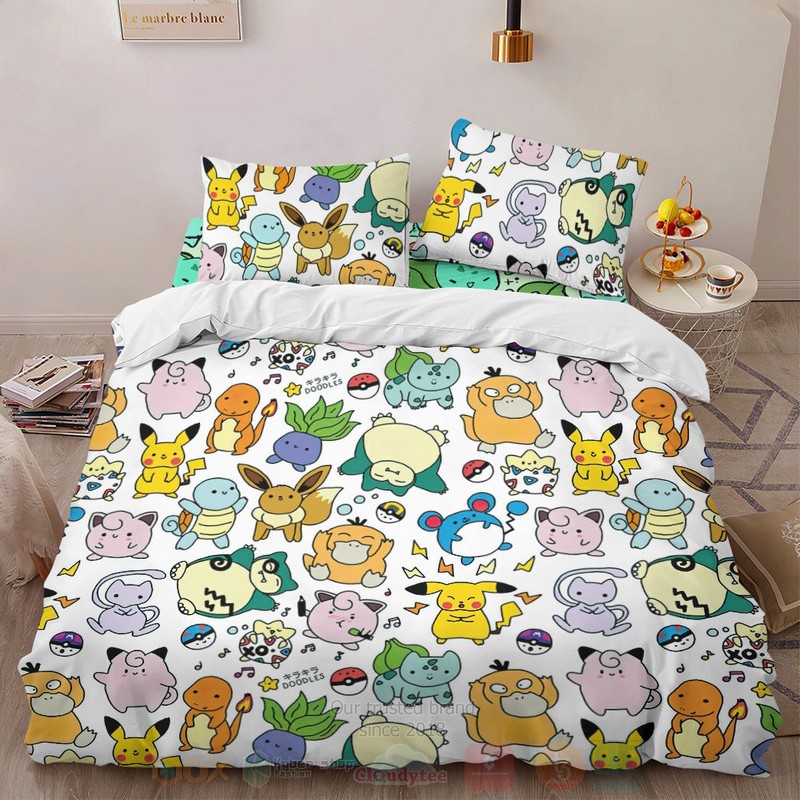 Anime Pokemon Cute Poke Seamless Pattern Custom Bedding Set