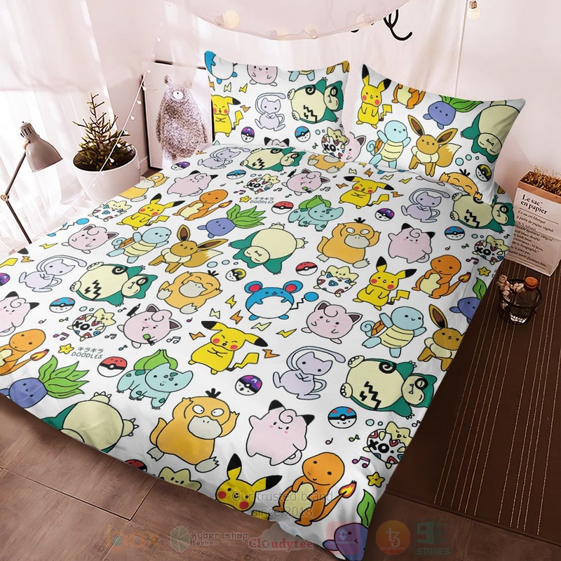 Anime Pokemon Cute Poke Seamless Pattern Custom Bedding Set 1
