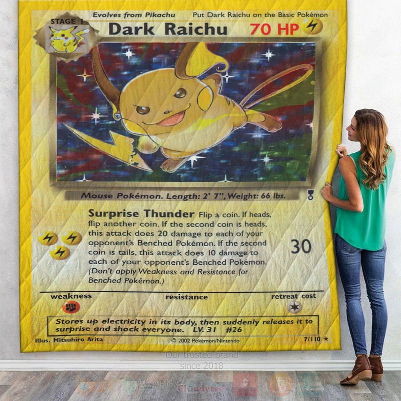Anime Pokemon Dark Raichu Legendary Collection Custom Quilt