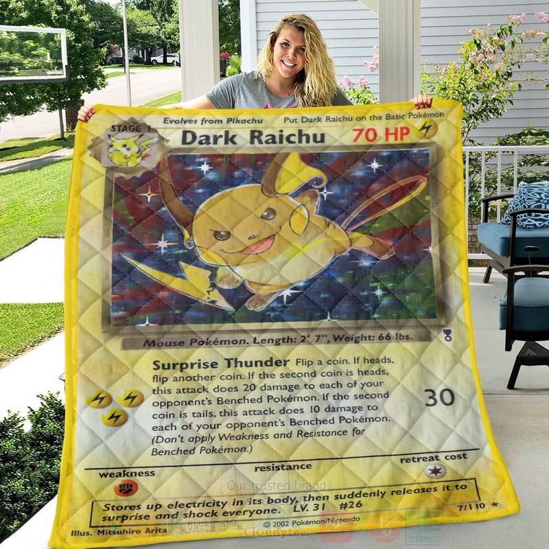 Anime Pokemon Dark Raichu Legendary Collection Custom Quilt 1