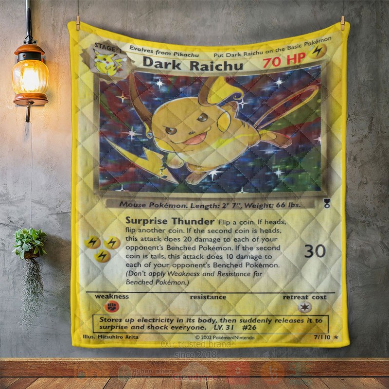 BEST Anime Pokemon Dark Raichu Legendary Collection Quilted Fabric 3 Anime Pokemon Dark Raichu Legendary Collection Custom Quilt 1 2