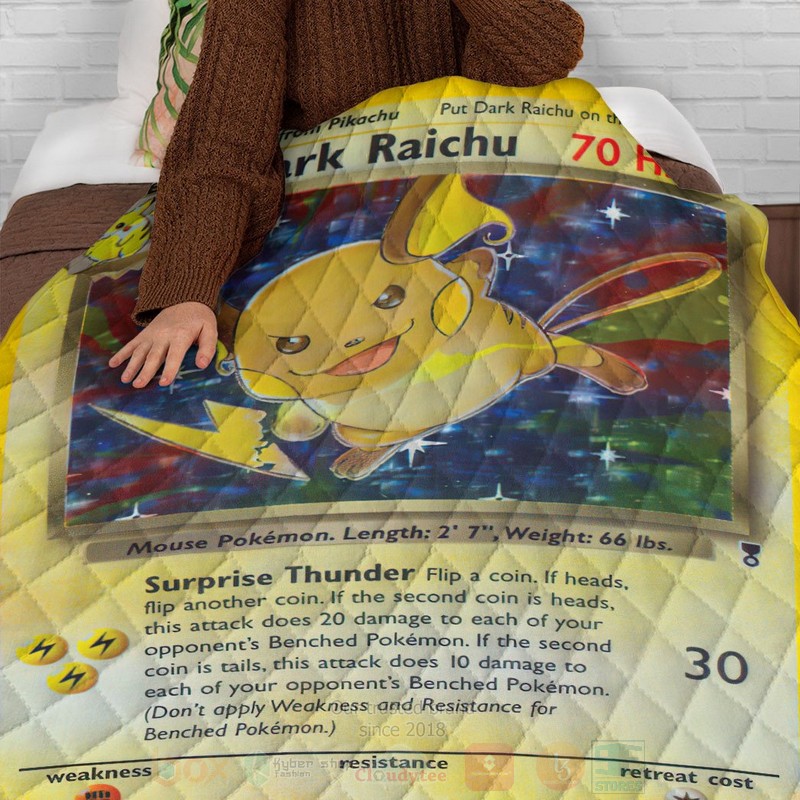 BEST Anime Pokemon Dark Raichu Legendary Collection Quilted Fabric 4 Anime Pokemon Dark Raichu Legendary Collection Custom Quilt 1 2 3