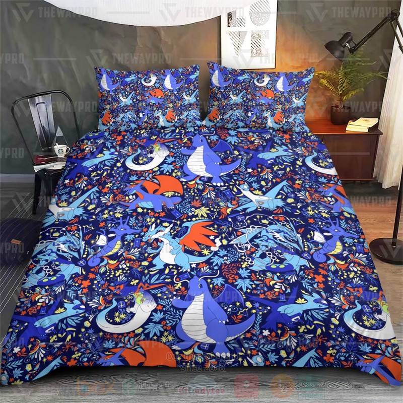 Anime Pokemon Dragon Seamless Pattern Custom Bedding Set 1