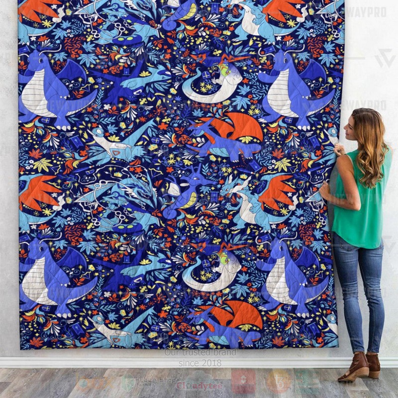 Anime Pokemon Dragon Seamless Pattern Custom Quilt