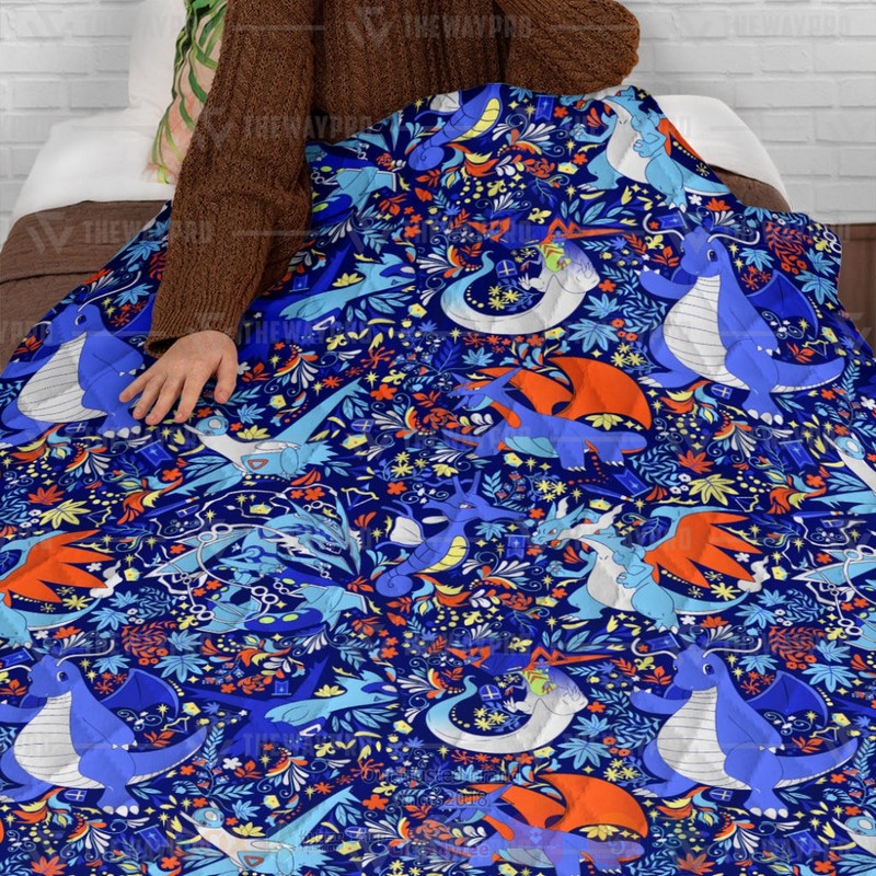 BEST Anime Pokemon Dragon Seamless Pattern Quilted Fabric 3 Anime Pokemon Dragon Seamless Pattern Custom Quilt 1 2