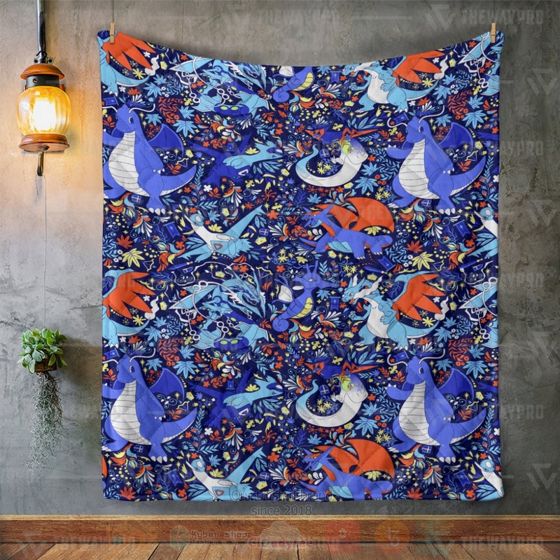 BEST Anime Pokemon Dragon Seamless Pattern Quilted Fabric 4 Anime Pokemon Dragon Seamless Pattern Custom Quilt 1 2 3
