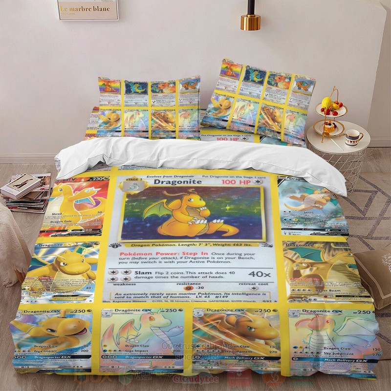 Anime Pokemon Dragonite Cards Version 2 Custom Bedding Set