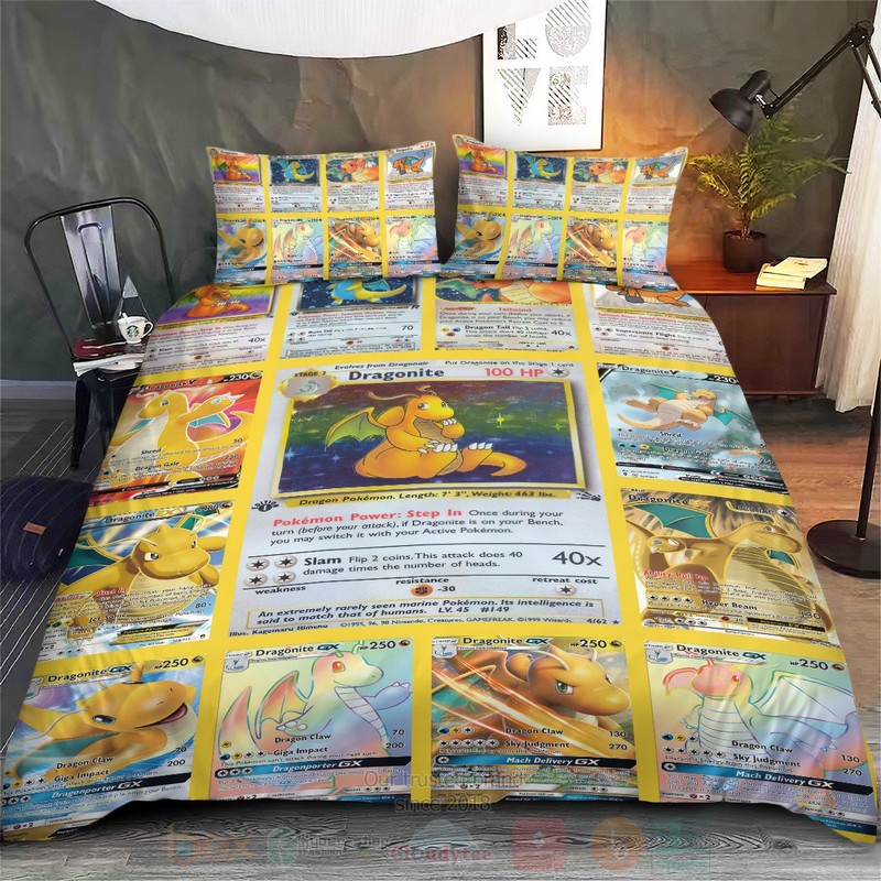 Anime Pokemon Dragonite Cards Version 2 Custom Bedding Set 1