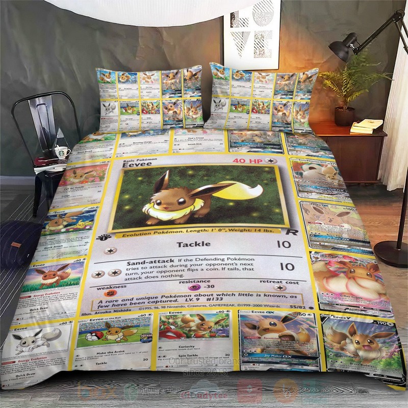 Anime Pokemon Eevee Cards Custom Bedding Set 1