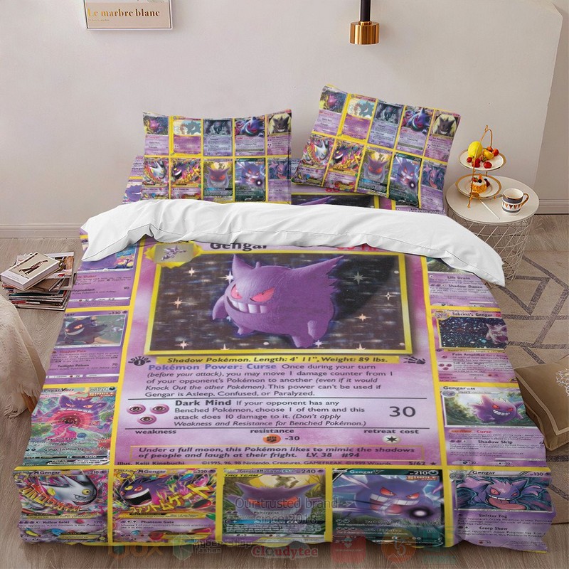 Anime Pokemon Gengar Cards Custom Bedding Set