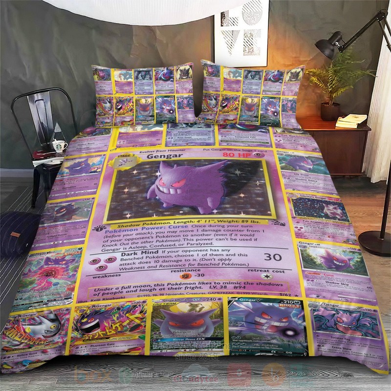 Anime Pokemon Gengar Cards Custom Bedding Set 1