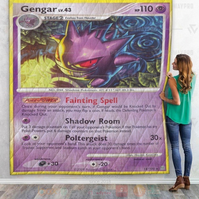 Anime Pokemon Gengar Stormfront Custom Quilt