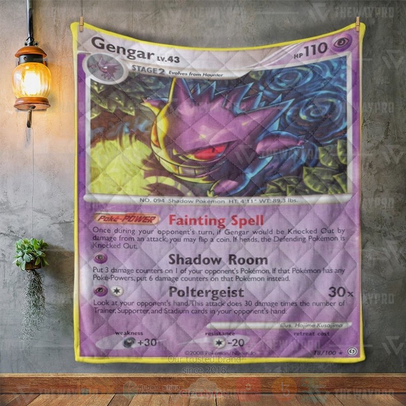 BEST Anime Pokemon Gengar Stormfront Quilted Fabric 3 Anime Pokemon Gengar Stormfront Custom Quilt 1 2