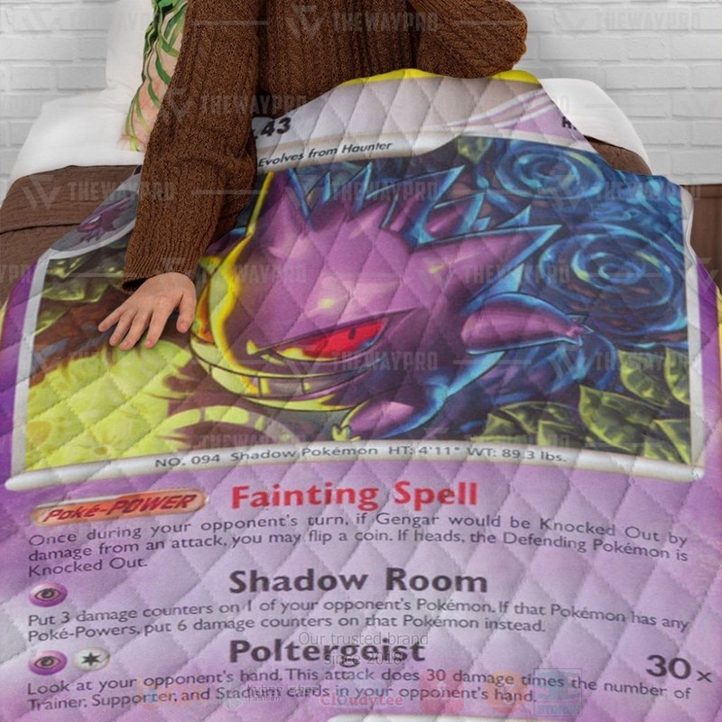 BEST Anime Pokemon Gengar Stormfront Quilted Fabric 4 Anime Pokemon Gengar Stormfront Custom Quilt 1 2 3