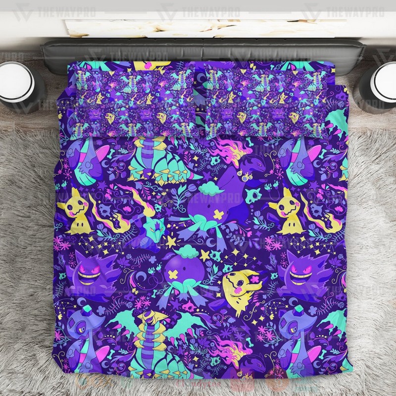 Anime Pokemon Ghost Seamless Pattern Custom Bedding Set
