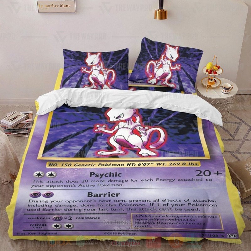 Anime Pokemon Mewtwo Evolutions Custom Bedding Set