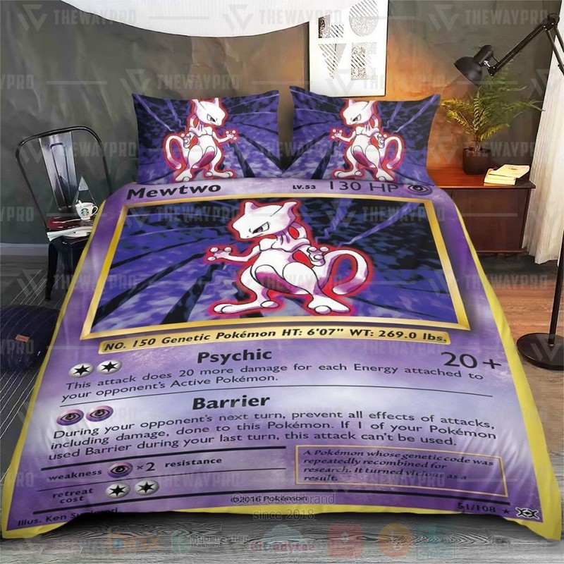 Anime Pokemon Mewtwo Evolutions Custom Bedding Set 1
