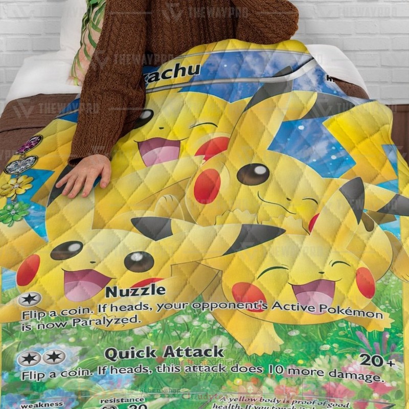 BEST Anime Pokemon Pikachu Generations Quilted Fabric 3 Anime Pokemon Pikachu Generations Custom Quilt 1 2