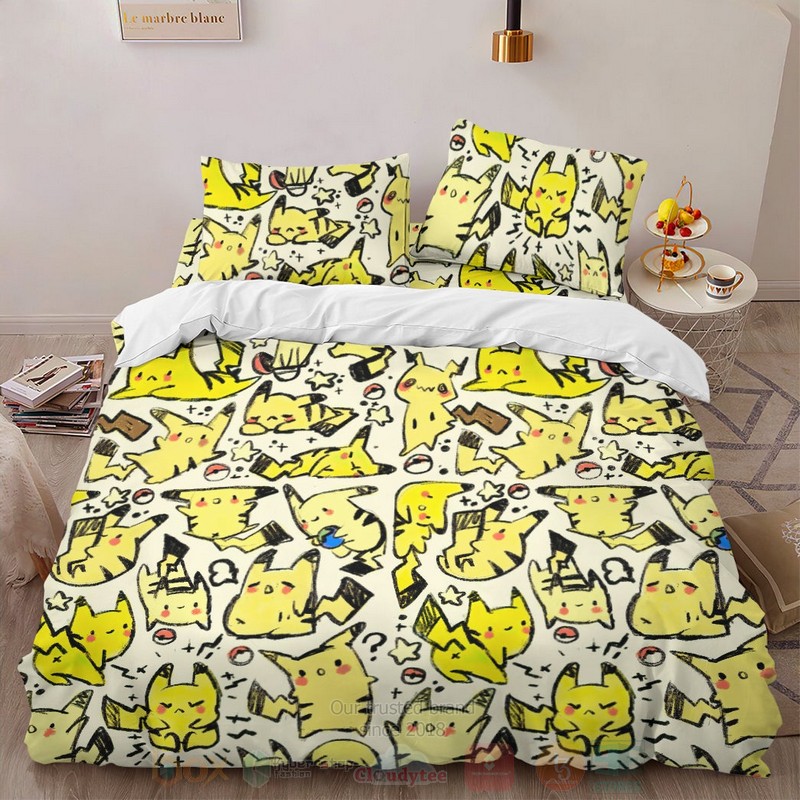 Anime Pokemon Pikachu Pattern Custom Bedding Set