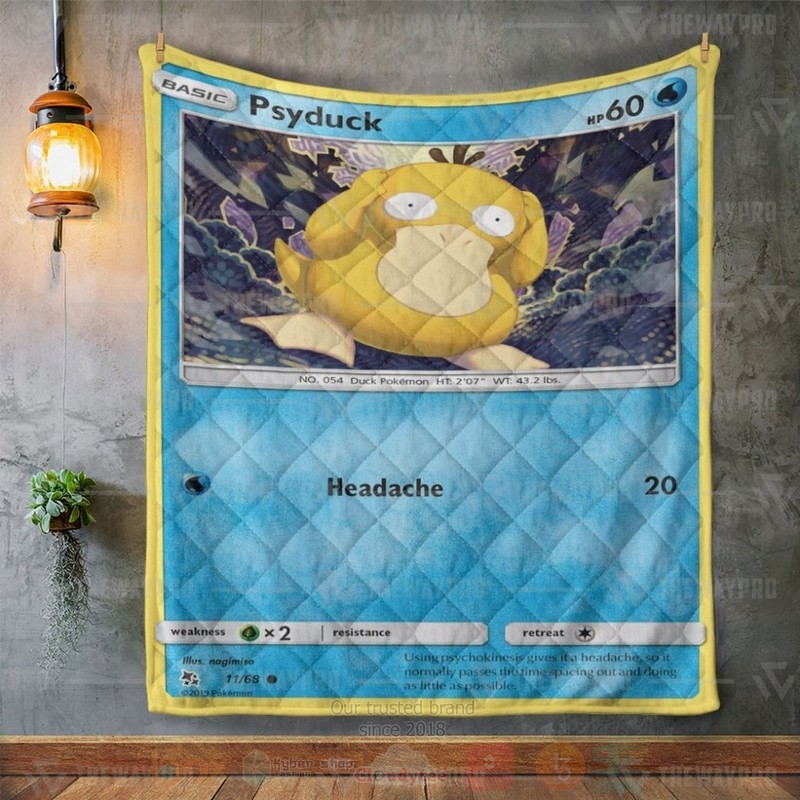 BEST Anime Pokemon Psyduck Hidden Fates Quilted Fabric 3 Anime Pokemon Psyduck Hidden Fates Custom Quilt 1 2