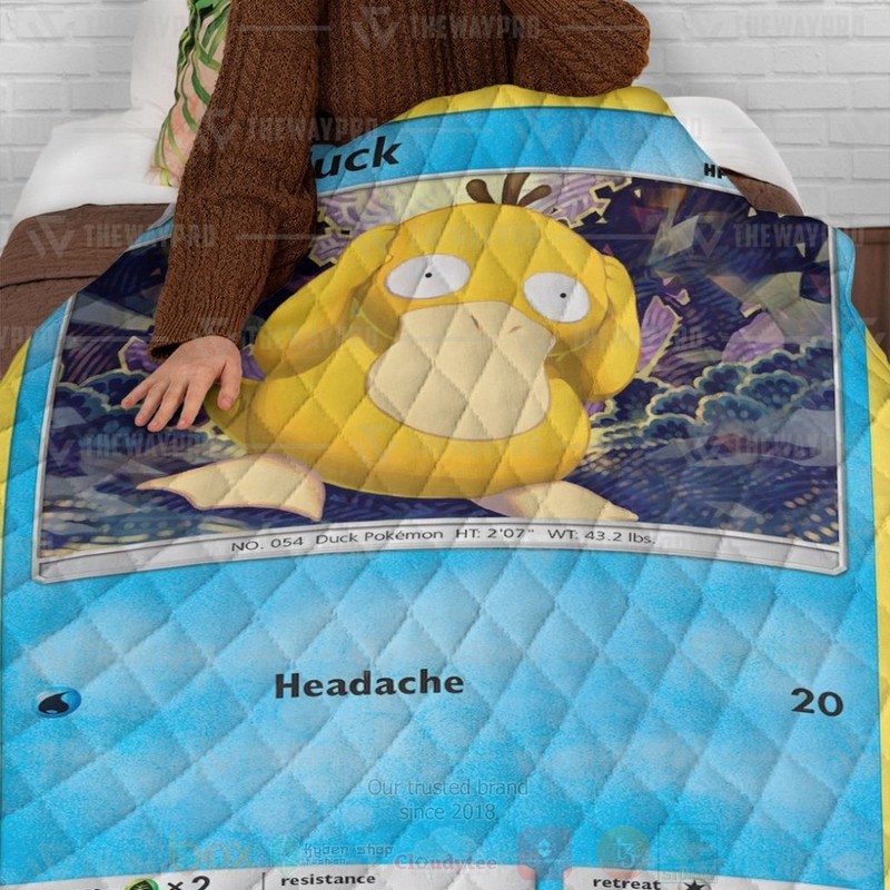 BEST Anime Pokemon Psyduck Hidden Fates Quilted Fabric 4 Anime Pokemon Psyduck Hidden Fates Custom Quilt 1 2 3