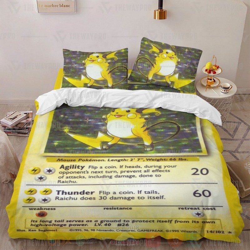 Anime Pokemon Raichu Base Set Custom Bedding Set