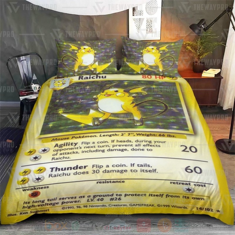 Anime Pokemon Raichu Base Set Custom Bedding Set 1