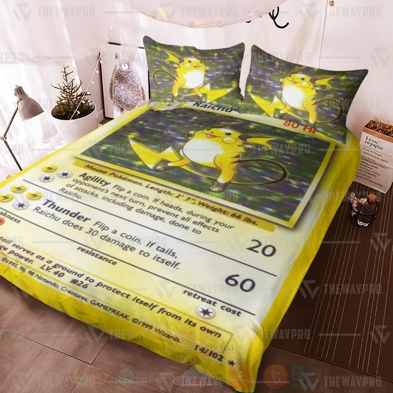BEST Anime Pokemon Raichu Base Set Duvet Cover Bed Sets 3 Anime Pokemon Raichu Base Set Custom Bedding Set 1 2