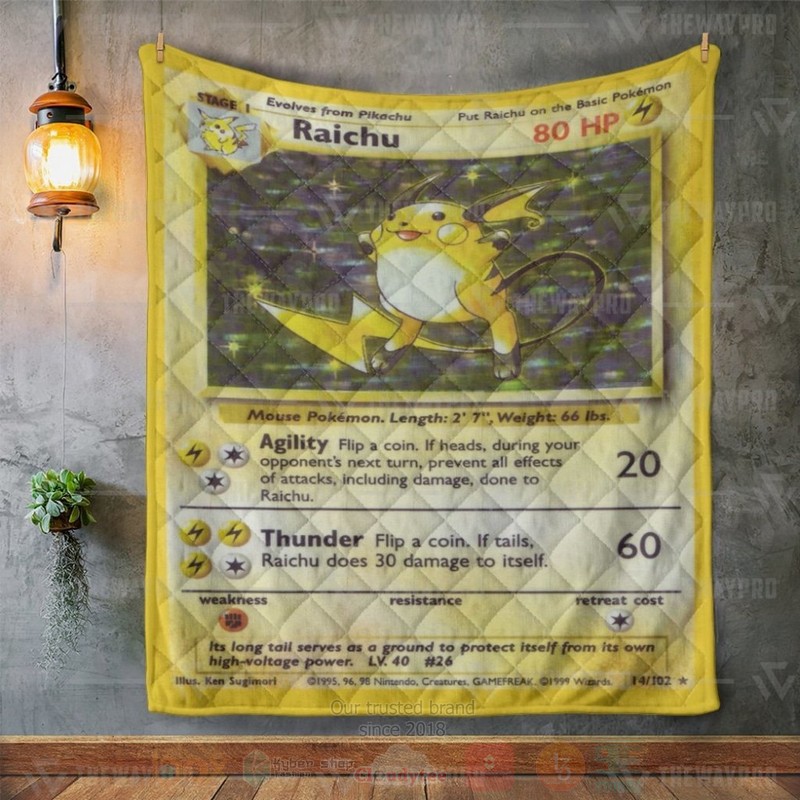 Anime Pokemon Raichu Base Set Custom Quilt 1