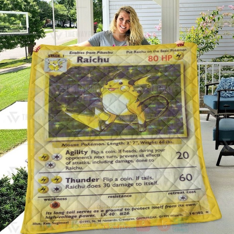 BEST Anime Pokemon Raichu Base Set Quilted Fabric 3 Anime Pokemon Raichu Base Set Custom Quilt 1 2