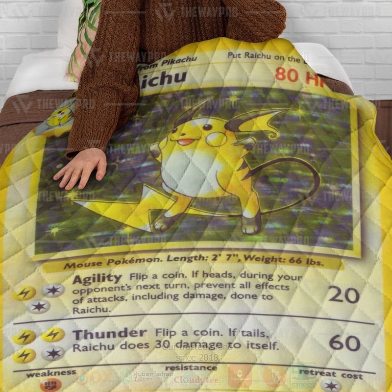 BEST Anime Pokemon Raichu Base Set Quilted Fabric 4 Anime Pokemon Raichu Base Set Custom Quilt 1 2 3