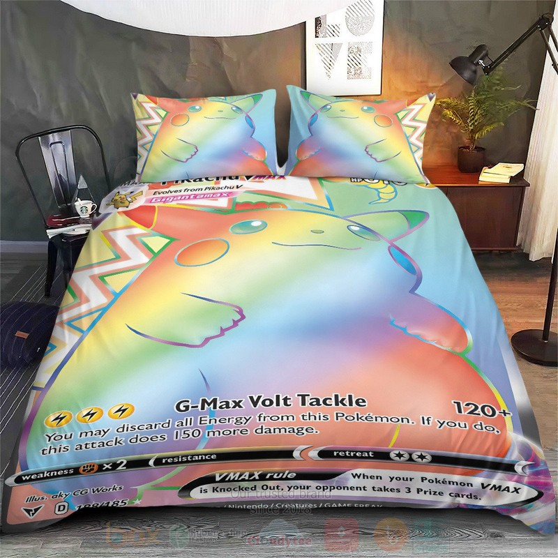 Anime Pokemon Rainbow Pikachu VMAX Custom Bedding Set 1