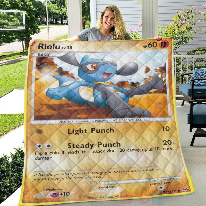 Anime Pokemon Riolu Platinum Custom Quilt 1