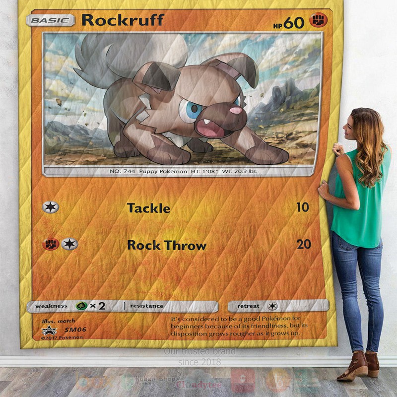 Anime Pokemon Rockruff Custom Quilt