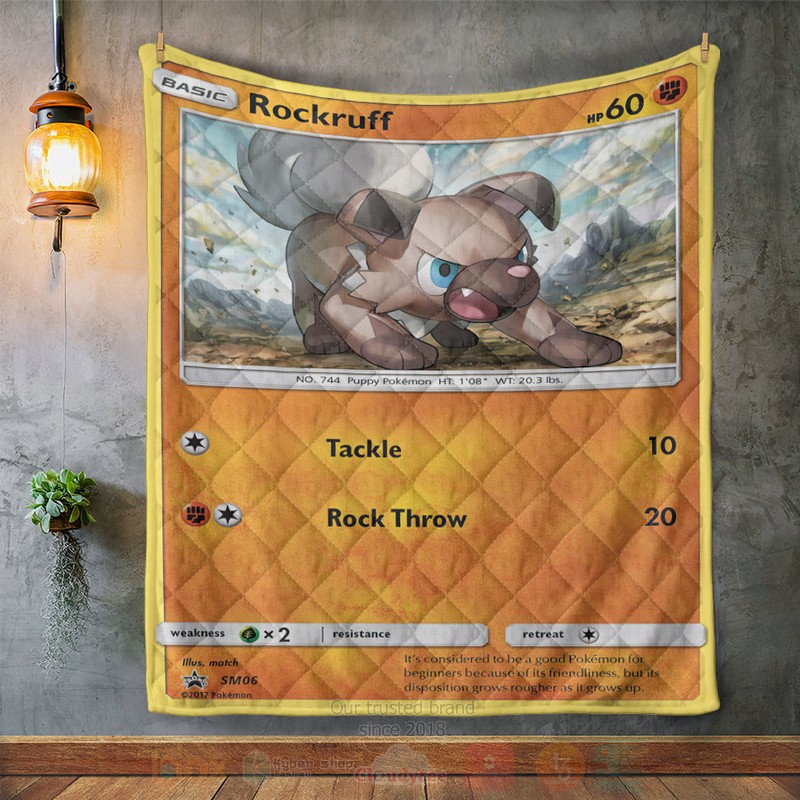 Anime Pokemon Rockruff Custom Quilt 1