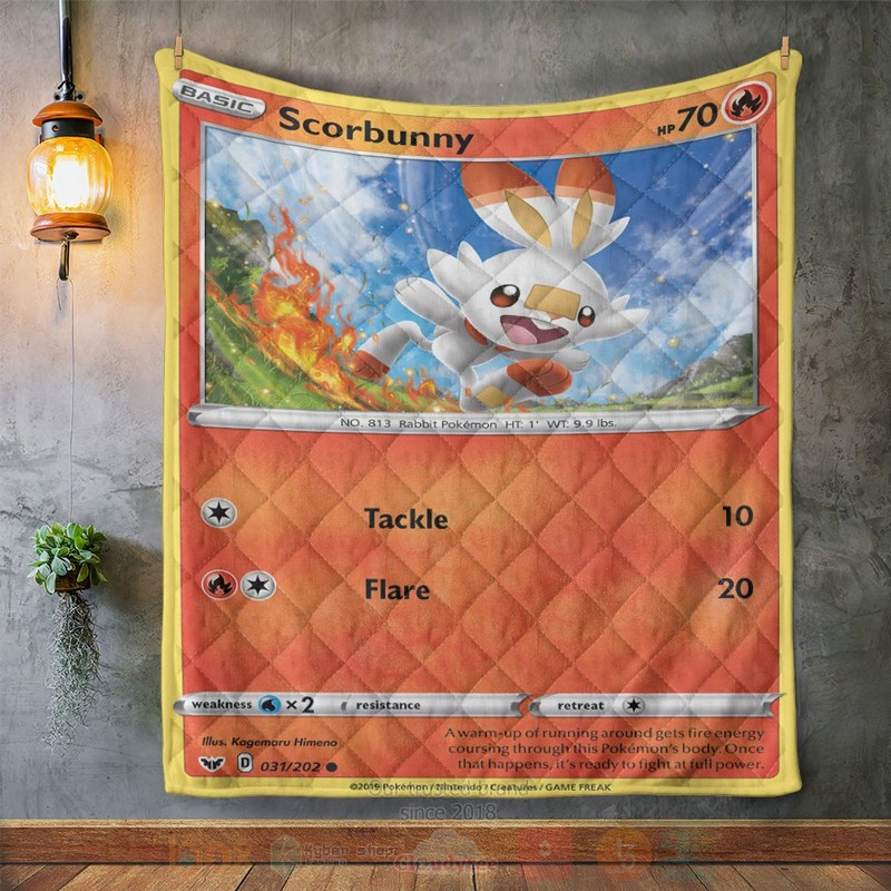 Anime Pokemon Scorbunny Sword and Shield Custom Quilt 1 2