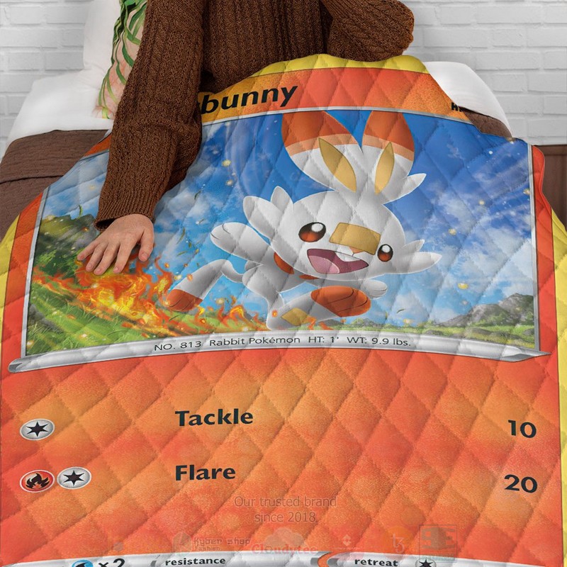 Anime Pokemon Scorbunny Sword and Shield Custom Quilt 1 2 3