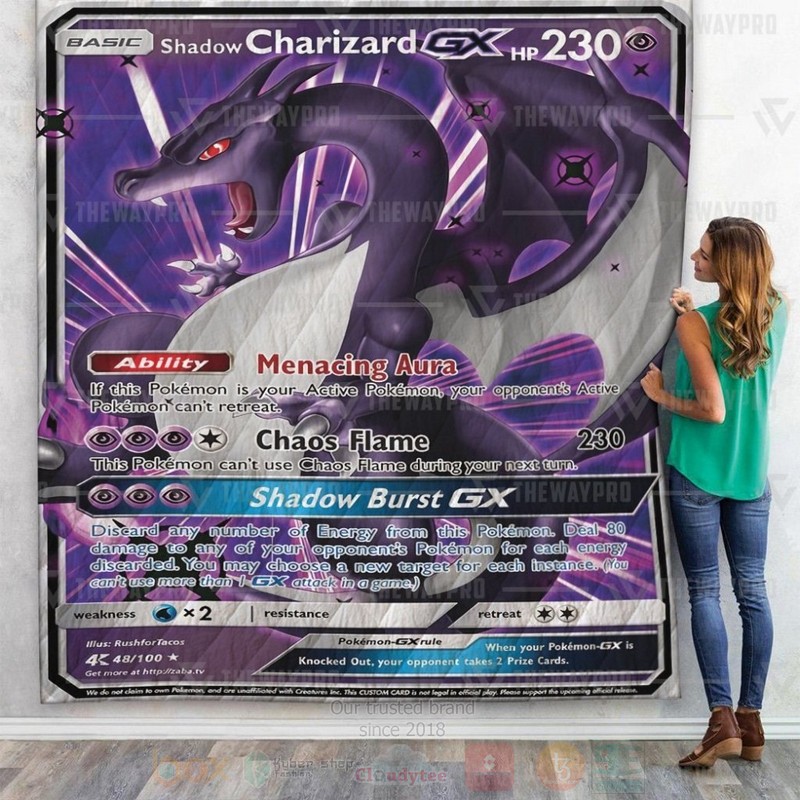 Anime Pokemon Shadow Charizard Custom Quilt