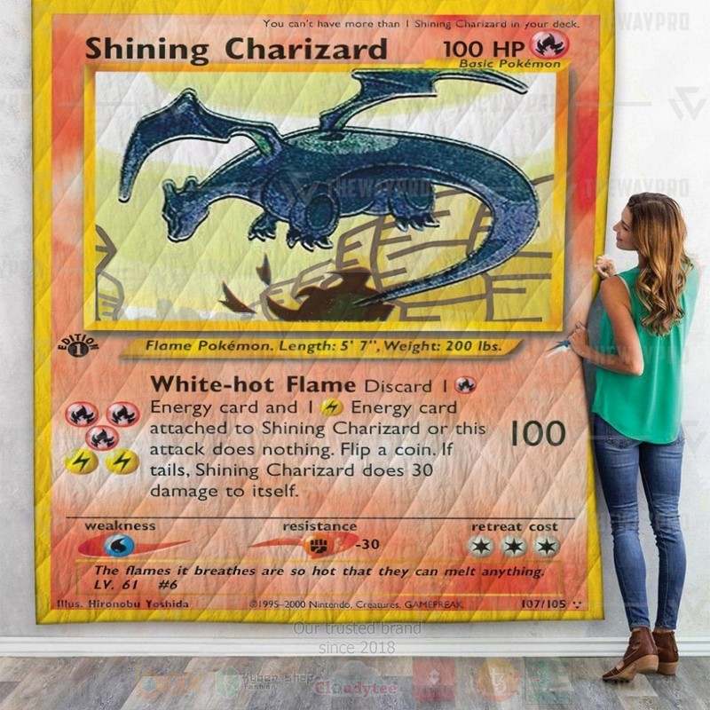 Anime Pokemon Shining Charizard Neo Destiny Custom Quilt