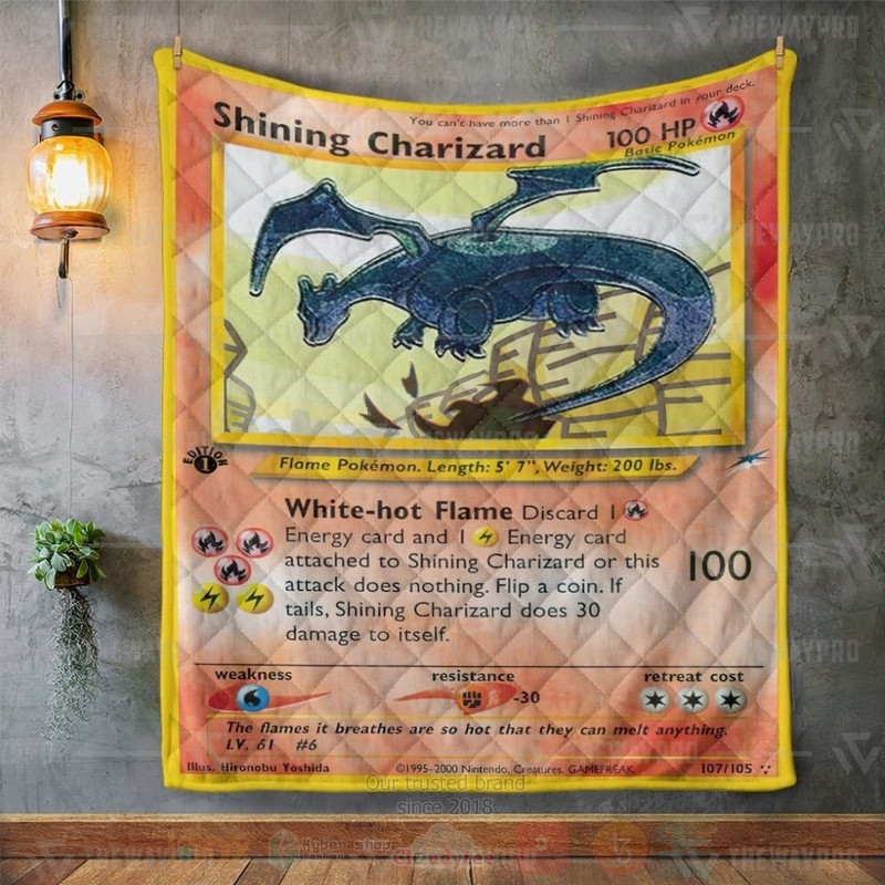 Anime Pokemon Shining Charizard Neo Destiny Custom Quilt 1