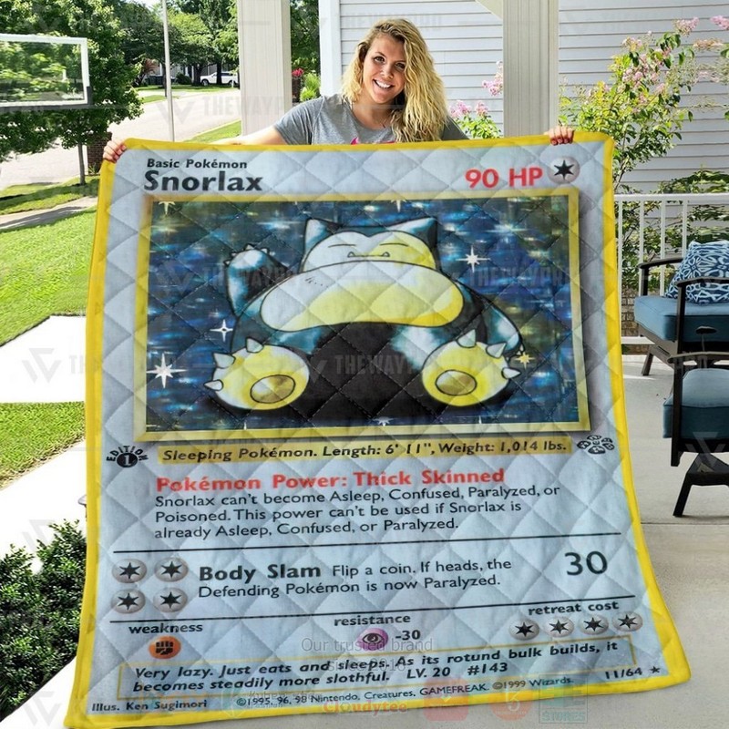 Anime Pokemon Snorlax Blue Custom Quilt 1