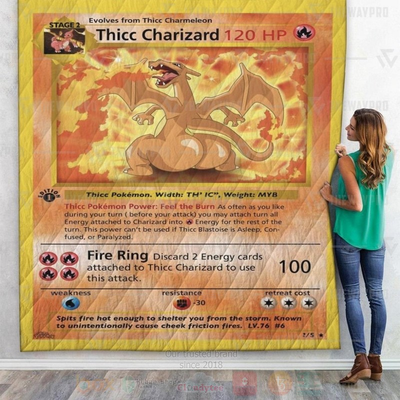 Anime Pokemon Thicc Charizard Custom Quilt